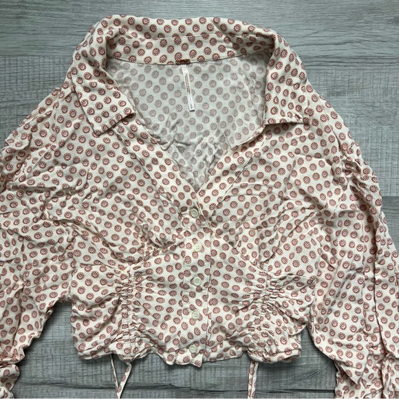 FREE PEOPLE Boho Cropped Button Down Indian Print Shirt - Picture 8 of 16